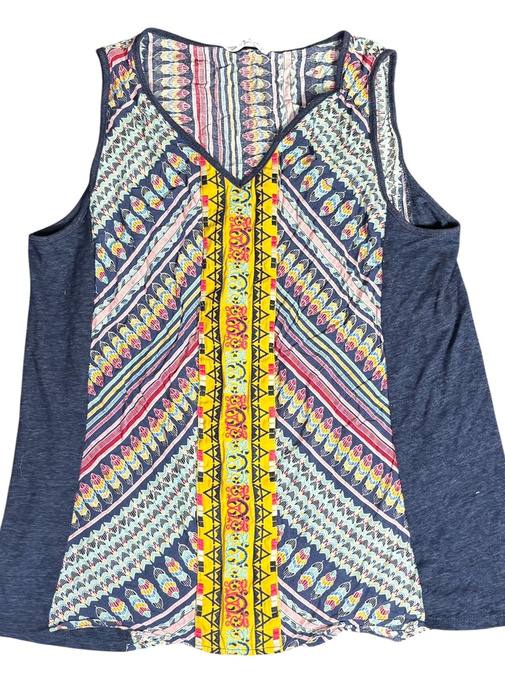 THML Size L Boho Geometric Tribal Print Sleeveless Tunic Top